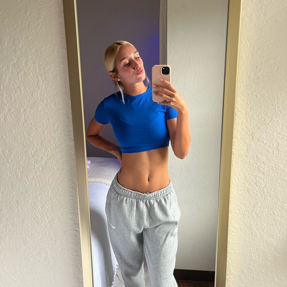 Zara Blue Fitted Crop T-Shirt